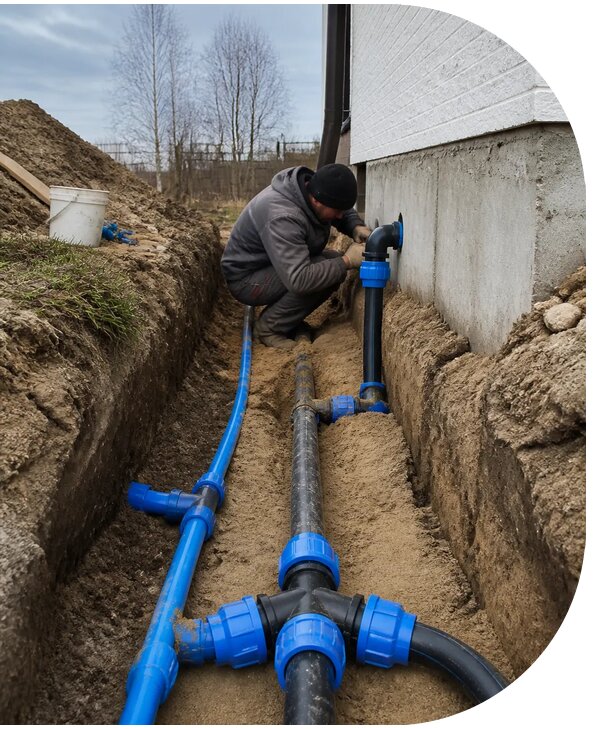 Монтаж наружного водопровода на участке под ключ в Богородицке